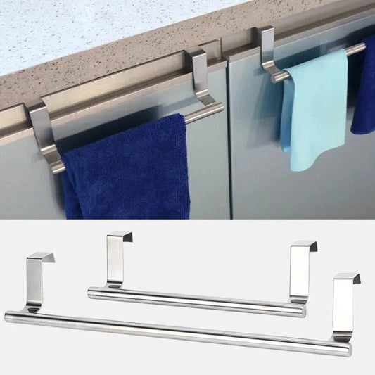 2 Size Stainless Steel Towel Holder Kitchen Cabinet Door Hanging Rack Storage Bathroom Shelf Home Organizer Bathroom Accessories