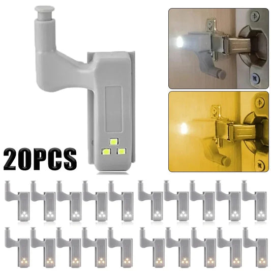 20/5PCS Under Cabinet Light LED Inner Hinge Lamp Universal Wardrobe Cupboard Door Sensor Light Bedroom Kitchen Closet Night Lamp