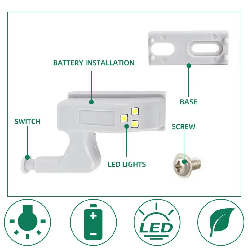 20/5PCS Under Cabinet Light LED Inner Hinge Lamp Universal Wardrobe Cupboard Door Sensor Light Bedroom Kitchen Closet Night Lamp