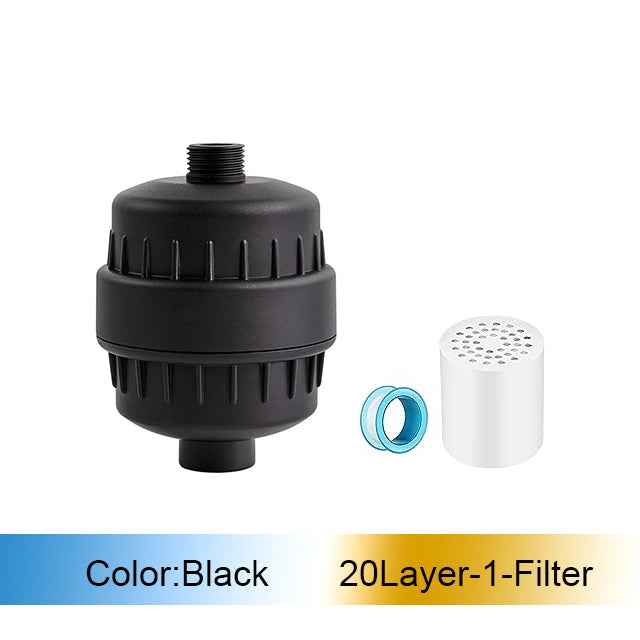 20 Stages Shower Water Filter Tap Water Remove Chlorine Heavy Metals Filtered Soften Hard Water Shower Head Filtration Purifier