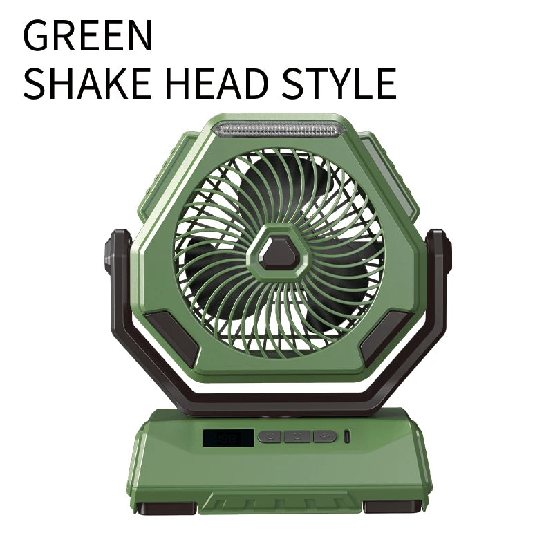 2024 New 6000mAh Camping Fan Rechargeable Outdoor Fan Ceiling Oscillating Fan Portable Air Conditioner Air Cooler with Lighting