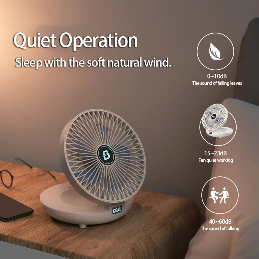 2024 New 90° Foldable Fan Rechargeable Wall Mounted Fan Table Fan Portable Air Conditioner With Trackless Hookfor Office Home