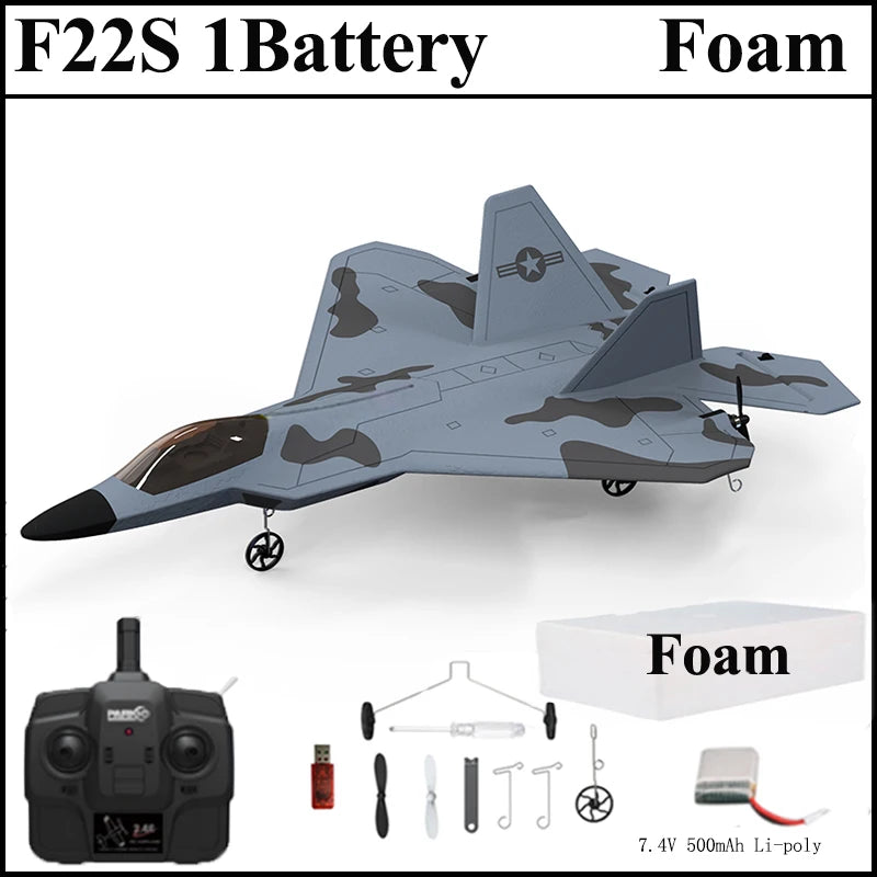 2024 New F22S 2.4G 4CH 3D6G RC Airplane Raptor F22 Warplane WLtoys A180 Upgrade Version LED Light With Gyroscope Out Door Toys