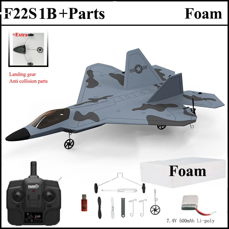 2024 New F22S 2.4G 4CH 3D6G RC Airplane Raptor F22 Warplane WLtoys A180 Upgrade Version LED Light With Gyroscope Out Door Toys