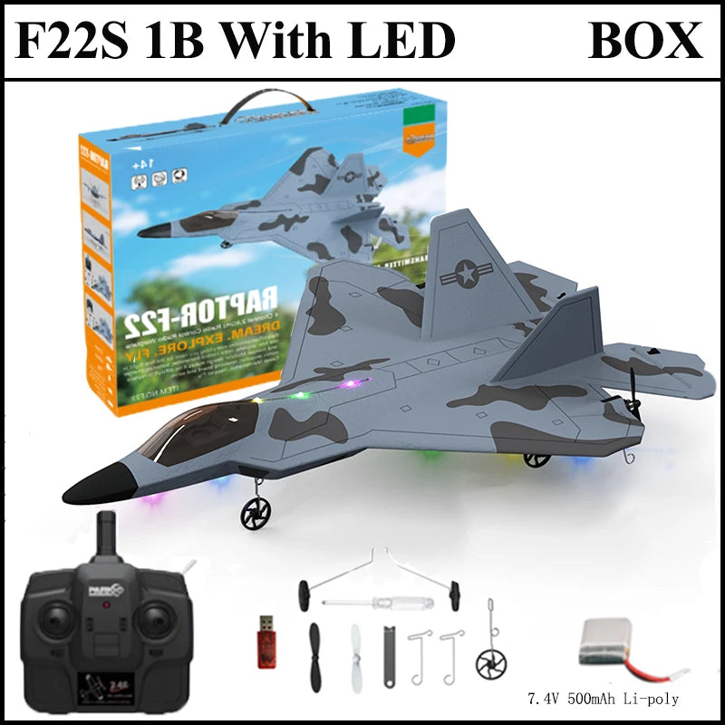 2024 New F22S 2.4G 4CH 3D6G RC Airplane Raptor F22 Warplane WLtoys A180 Upgrade Version LED Light With Gyroscope Out Door Toys