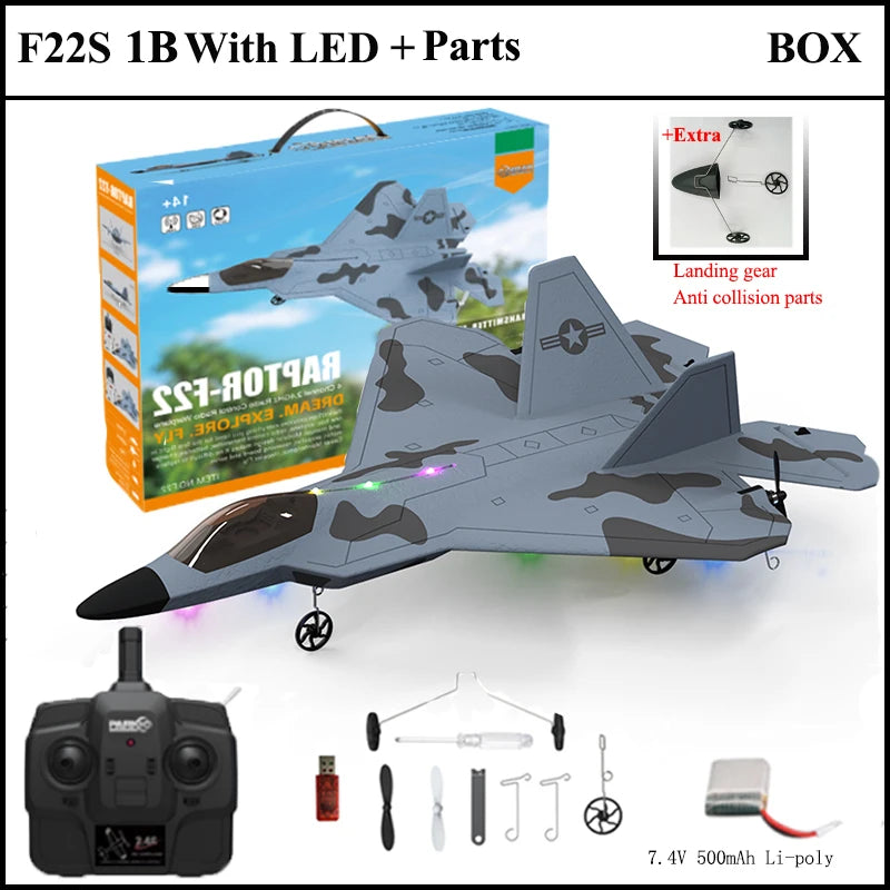 2024 New F22S 2.4G 4CH 3D6G RC Airplane Raptor F22 Warplane WLtoys A180 Upgrade Version LED Light With Gyroscope Out Door Toys