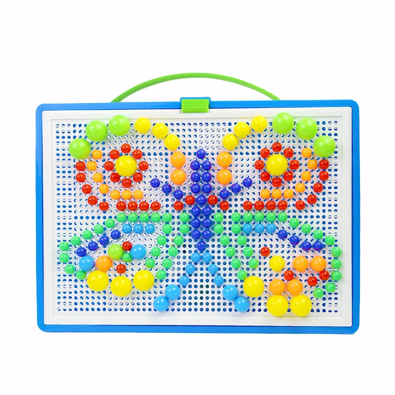 296pcs Mushroom Nail 3D Puzzle Blocks Kids Montessori Games Color Cognition Intellectual Educational Toys for Children Gifts