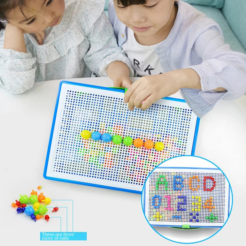 296pcs Mushroom Nail 3D Puzzle Blocks Kids Montessori Games Color Cognition Intellectual Educational Toys for Children Gifts