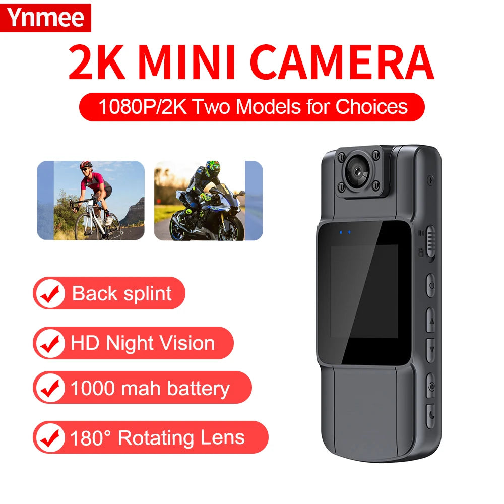 2K Wifi Mini Camera HD LED Screen 180 Rotatable Len Police Body Worn Cameras Wearable Pocket Sports DV DVR Camcorder PC Webcam