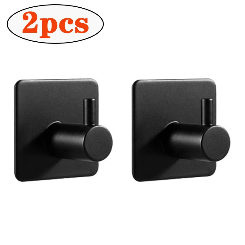 2pcs Self Adhesive Bathroom Robe Towel Hanger Hooks 304 Stainless Steel Hook for Bathroom Hangers Shower Holder Hook Accessories