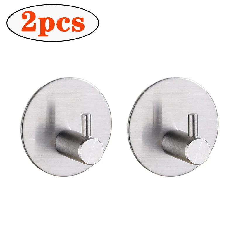 2pcs Self Adhesive Bathroom Robe Towel Hanger Hooks 304 Stainless Steel Hook for Bathroom Hangers Shower Holder Hook Accessories