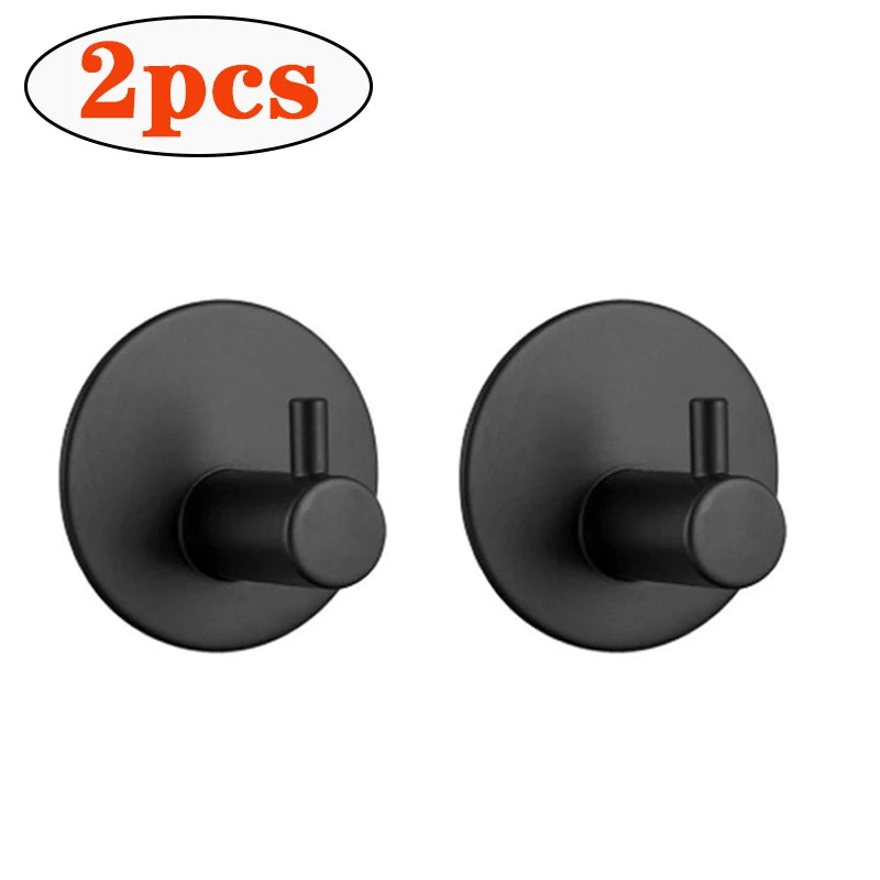 2pcs Self Adhesive Bathroom Robe Towel Hanger Hooks 304 Stainless Steel Hook for Bathroom Hangers Shower Holder Hook Accessories