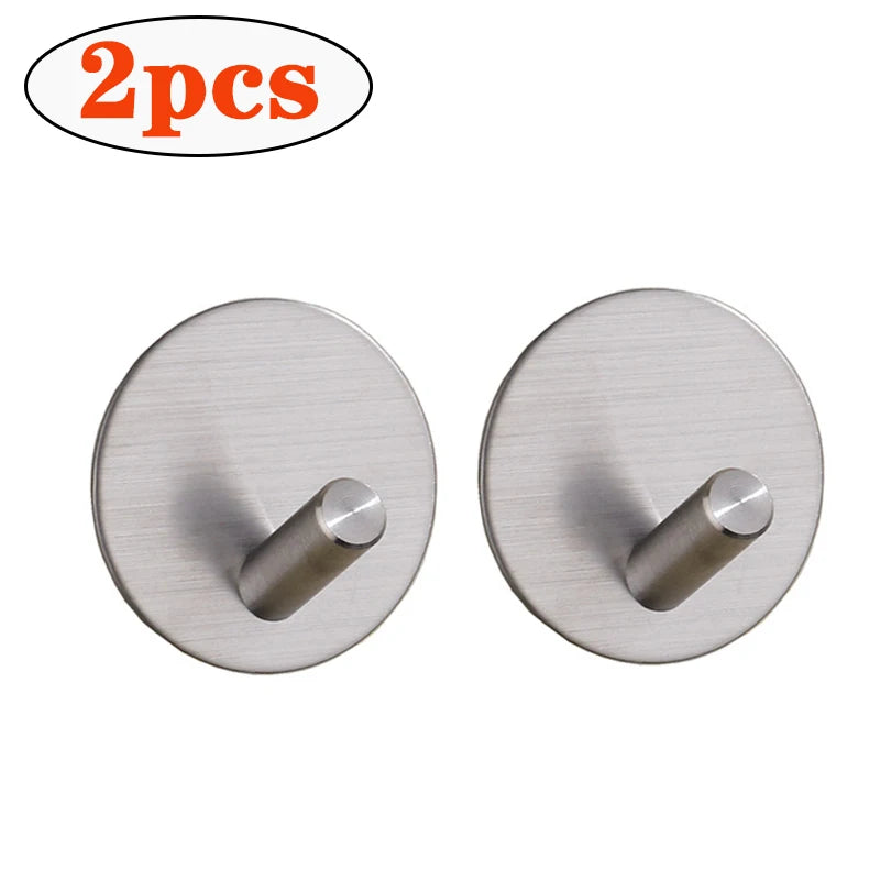 2pcs Self Adhesive Bathroom Robe Towel Hanger Hooks 304 Stainless Steel Hook for Bathroom Hangers Shower Holder Hook Accessories