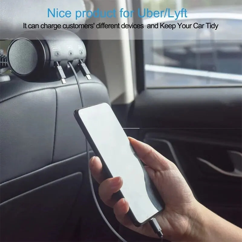 3 in 1 Car Shrinkage Cable Box Charging Cable Box Multi Port Highly Compatible Auto Retract 1PC