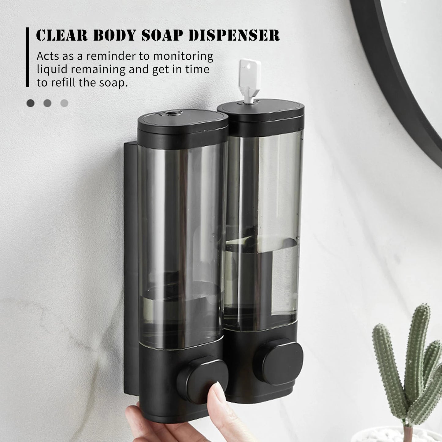 300/600mL Liquid Soap Dispenser Wall Mounted Hand Press Soap Dispenser for Bathroom Dish Liquid Lotion Shower Gel Shampoo Bottle