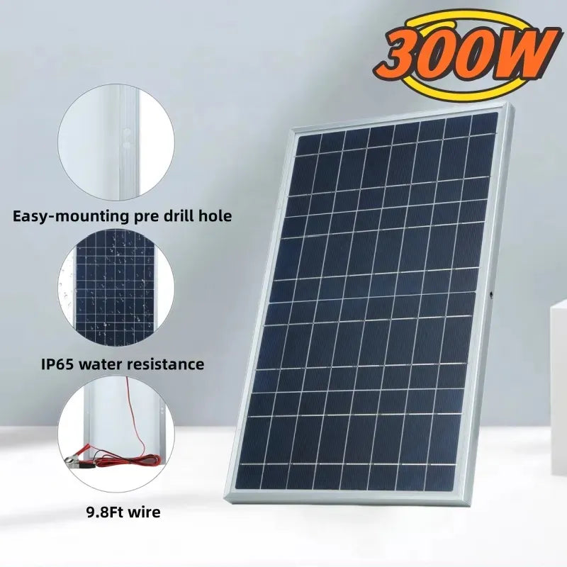 300W 12V Solar Panel Kit with 100A Controller USB Port Portable Solar Battery Charger Suitable for Outdoor Camping Mobile RV