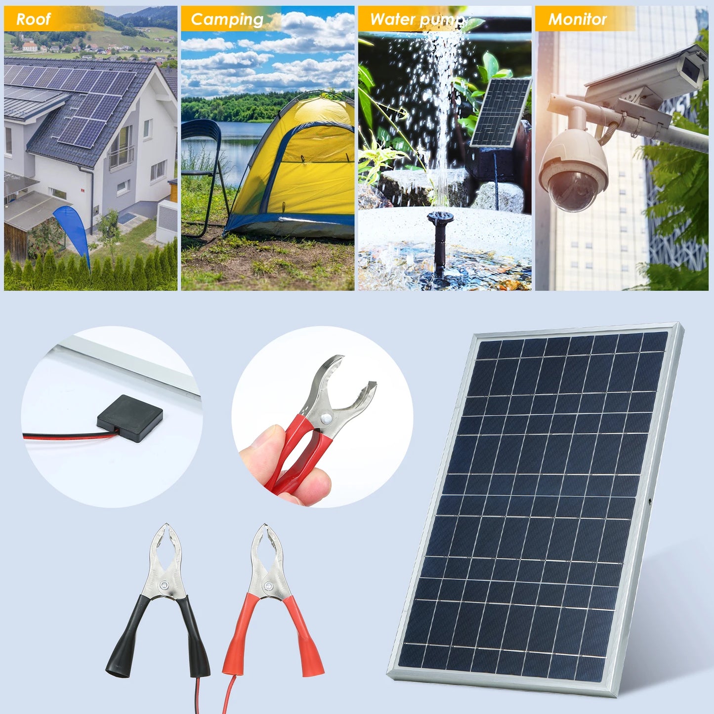 300W 12V Solar Panel Kit with 100A Controller USB Port Portable Solar Battery Charger Suitable for Outdoor Camping Mobile RV