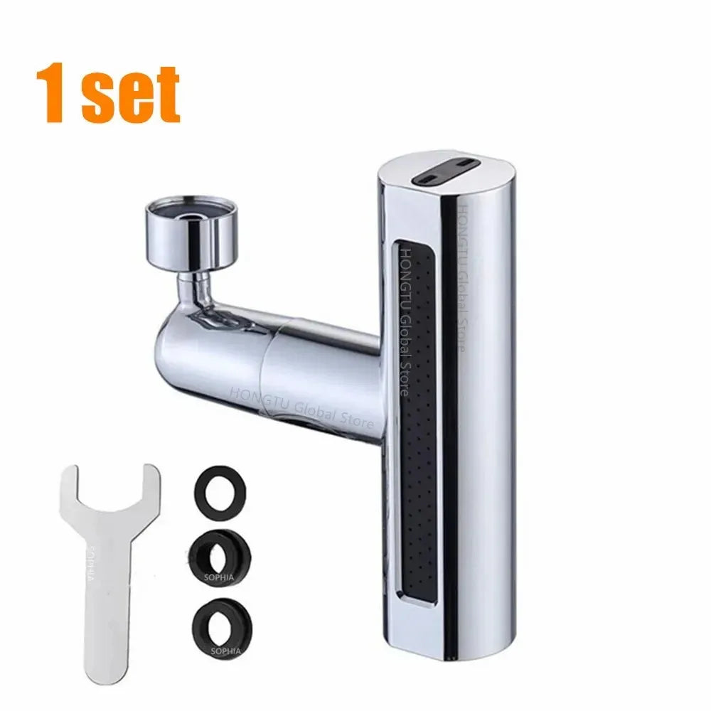 360° Swivel Waterfall Faucet Extension Adapter Sprayer 4 Modes for Kitchen Sink Tap Shower Spray Waterfall Pressurized Bubbler