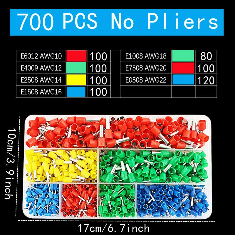 400-2120PCS Box,VE Tubular Crimp Terminals,Wire Insulated Terminator,Block Cord End Connector,Electrical Tube Terminal