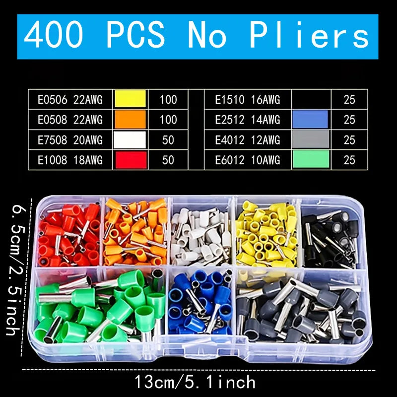 400-2120PCS Box,VE Tubular Crimp Terminals,Wire Insulated Terminator,Block Cord End Connector,Electrical Tube Terminal