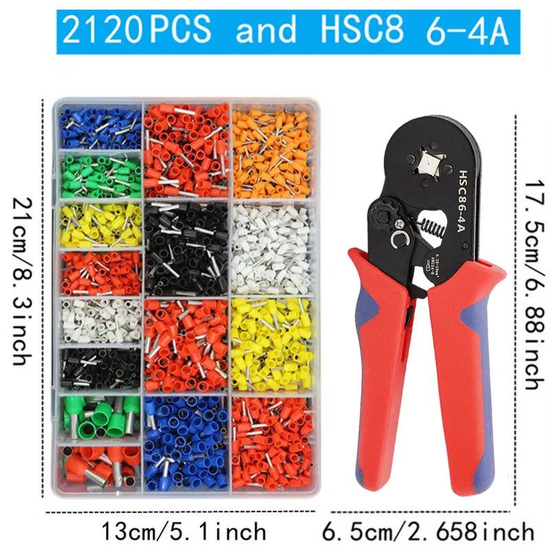400-2120PCS Box,VE Tubular Crimp Terminals,Wire Insulated Terminator,Block Cord End Connector,Electrical Tube Terminal
