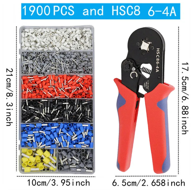 400-2120PCS Box,VE Tubular Crimp Terminals,Wire Insulated Terminator,Block Cord End Connector,Electrical Tube Terminal