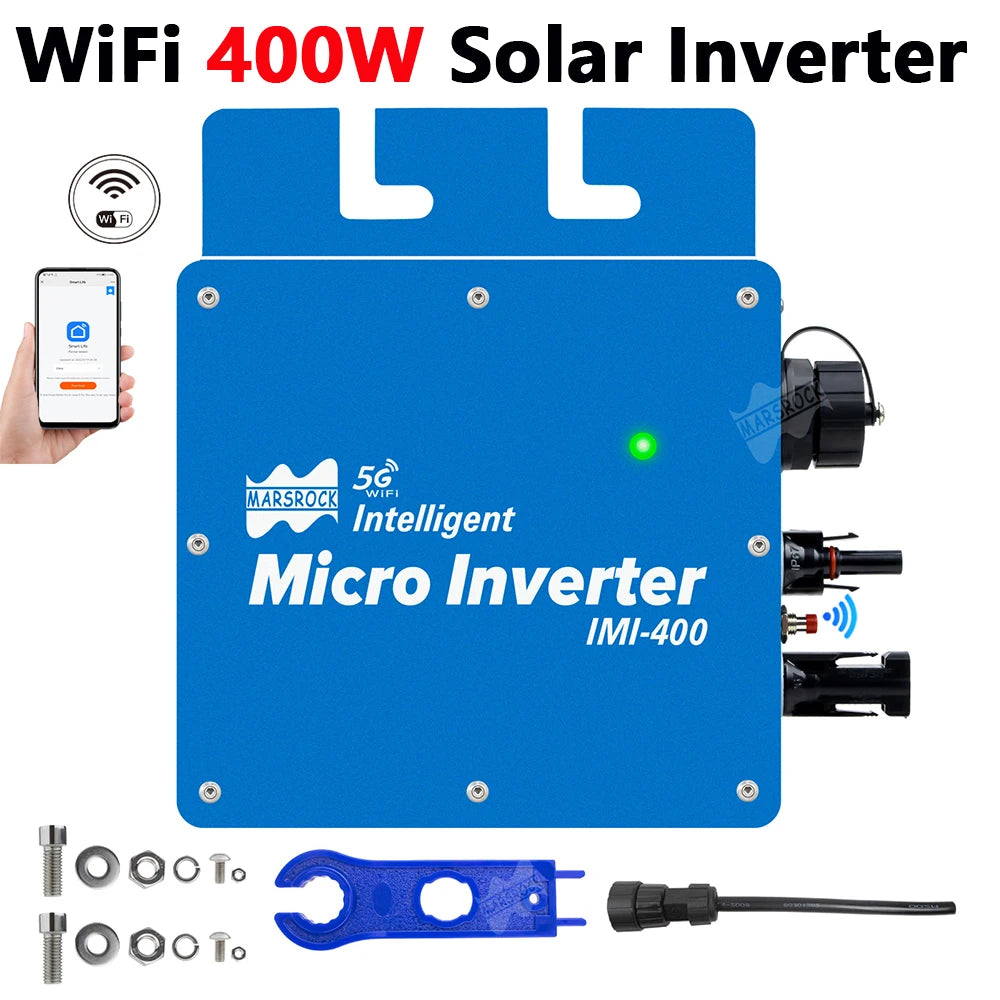 400W On Grid Solar Inverter MPPT WiFi Pure Sine Wave 110V 220V Micro Inverter 22-50Vdc For Residential Solar Panel Power System