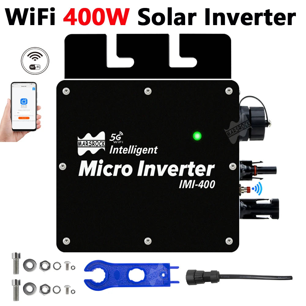 400W On Grid Solar Inverter MPPT WiFi Pure Sine Wave 110V 220V Micro Inverter 22-50Vdc For Residential Solar Panel Power System