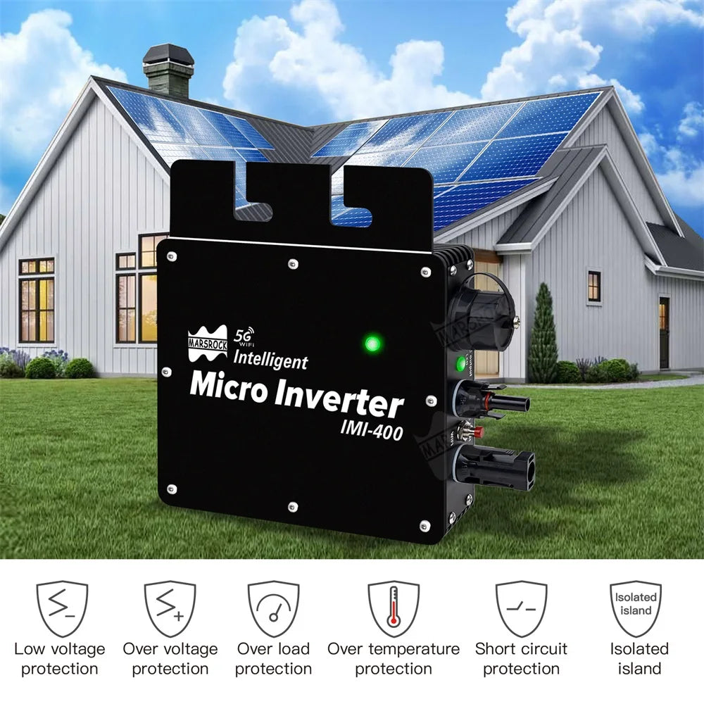 400W Smart WiFi 230VAC Grid Tie Micro Solar Inverter 22-50VDC Input For 60/72 Cells Solar Panel 250~450W MPPT IP65 Intelligent