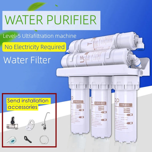 5 Stages Water Purifier Ultrafiltration Water Purification Household Direct Drinking Kitchen Tap Water Filter Six  Home System