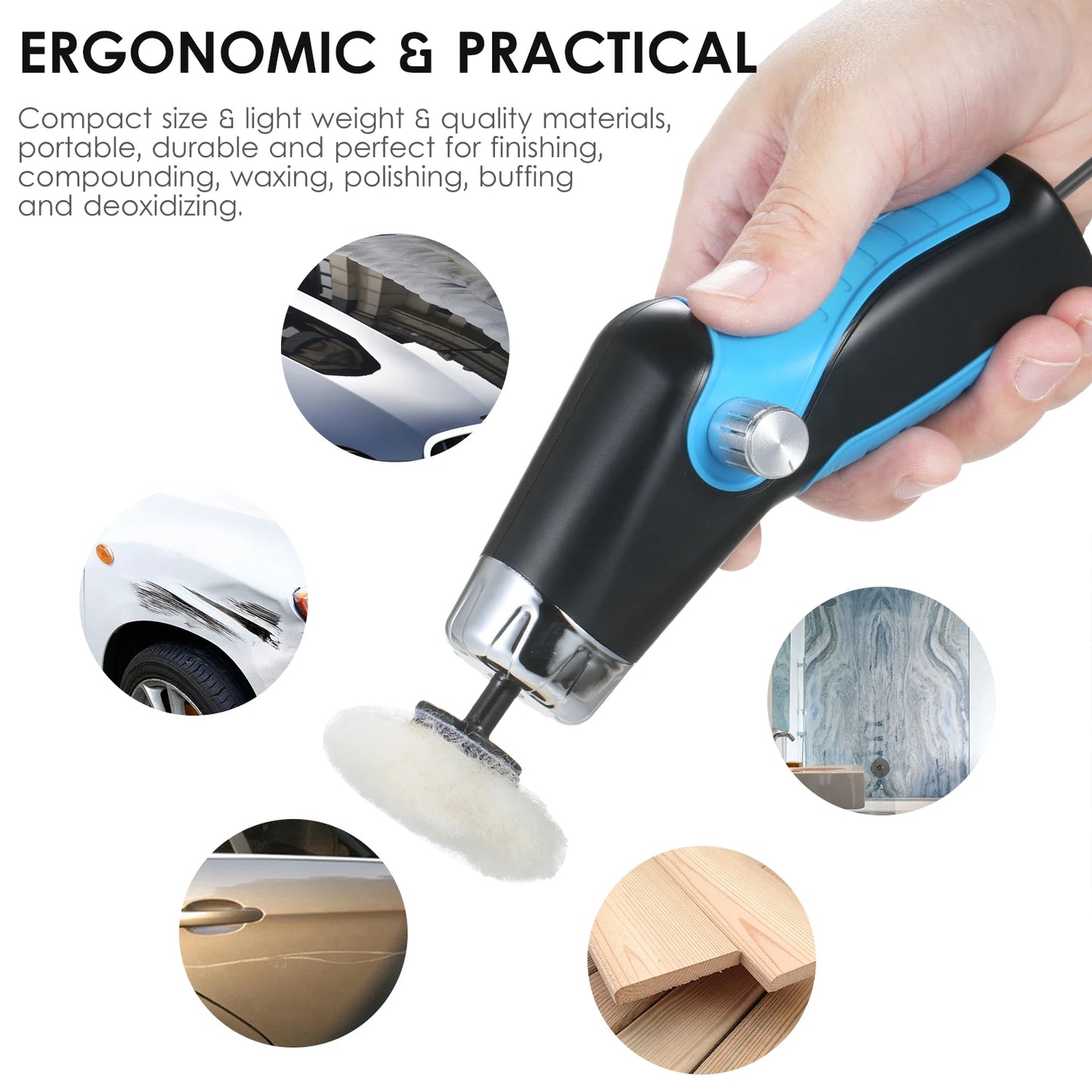 60W Mini Polishing Machine with USB Charging Cable 8500RPM Variable Speed Car Polisher Electric Cleaning Automobile Repair Tool