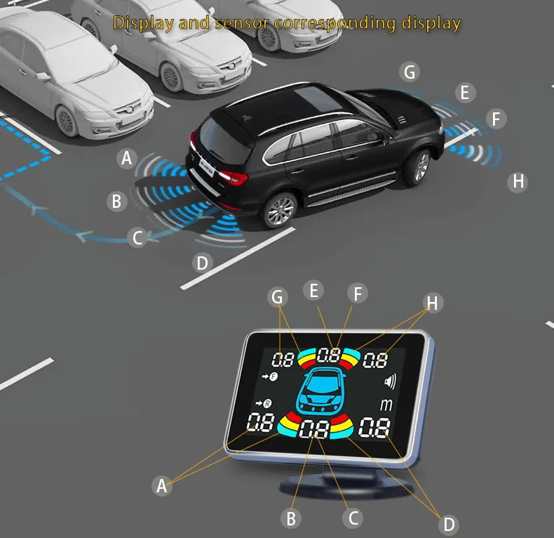8 Parking Sensor Parktronic Car Automobile Reversing Backup Radar Electronics Rear Auto Detector Backing Assistance GPS Kit