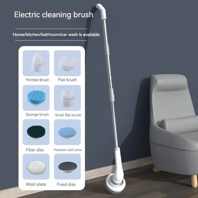 8-in-1 Multifunctional Electric Cleaning Brush USB Charging Bathroom Wash Brush Kitchen Cleaning Tool Household Cleaning Brush