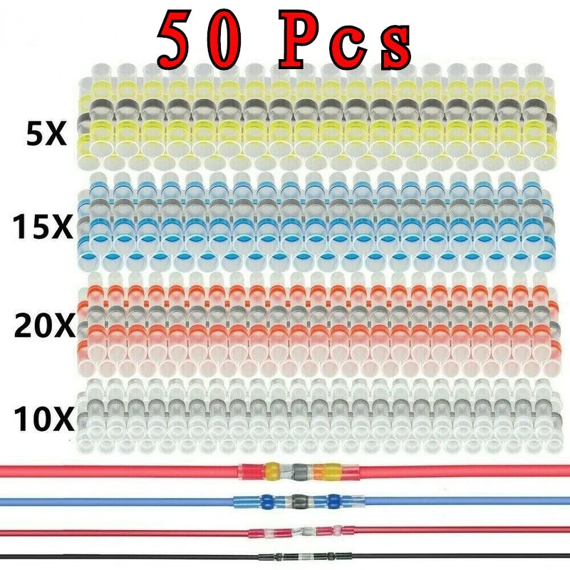 800pcs Solder Seal Wire Connectors Heat Shrink Insulated Electrical Wire Terminals Butt Splice CableCrimp Waterproof Automobile