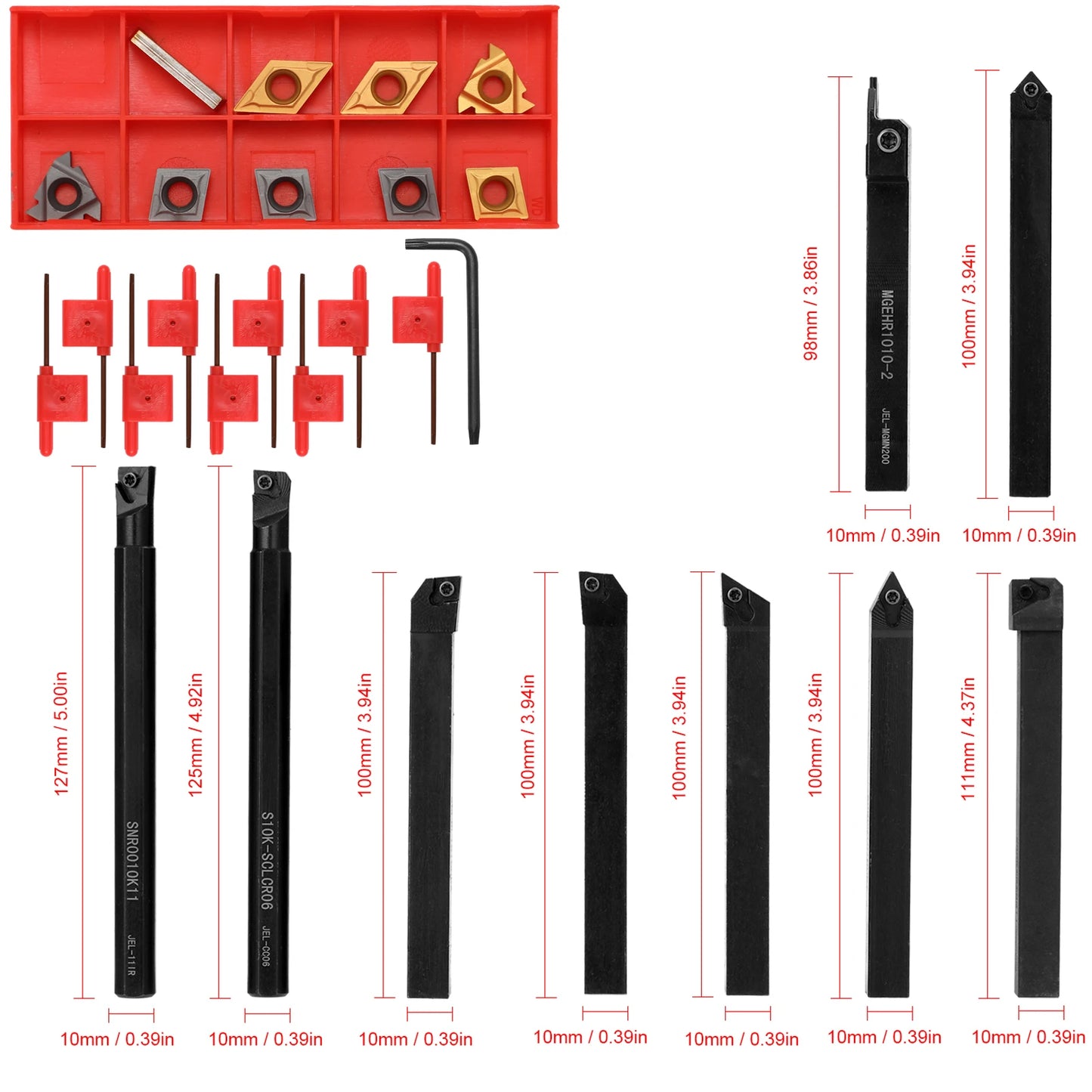 8mm 10mm 12mm 16mm Shank Lathe Turning Tool Holder Boring Bar Lathe Tool Lathe Cutter CNC Metal Turning Rod Holders and Inserts