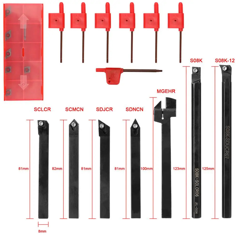 8mm 10mm 12mm 16mm Shank Lathe Turning Tool Holder Boring Bar Lathe Tool Lathe Cutter CNC Metal Turning Rod Holders and Inserts