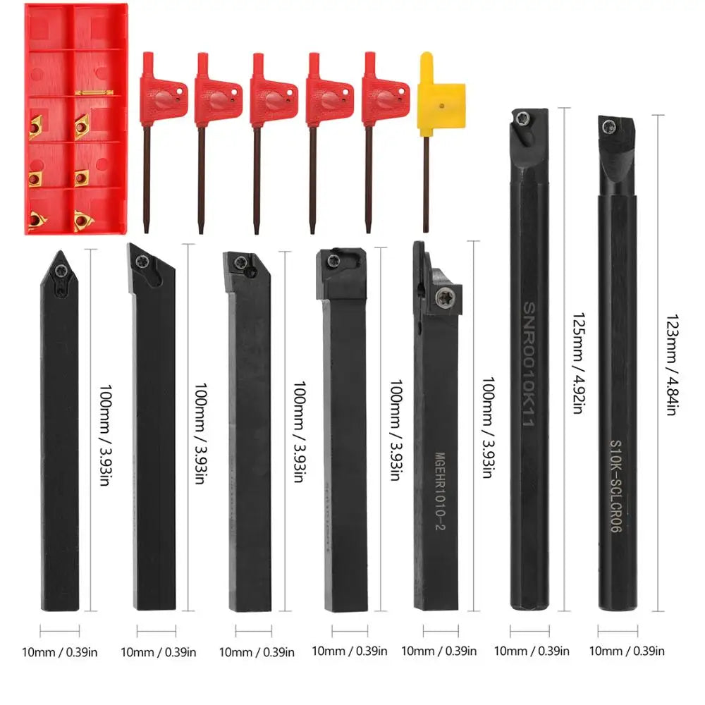 8mm 10mm 12mm 16mm Shank Lathe Turning Tool Holder Boring Bar Lathe Tool Lathe Cutter CNC Metal Turning Rod Holders and Inserts