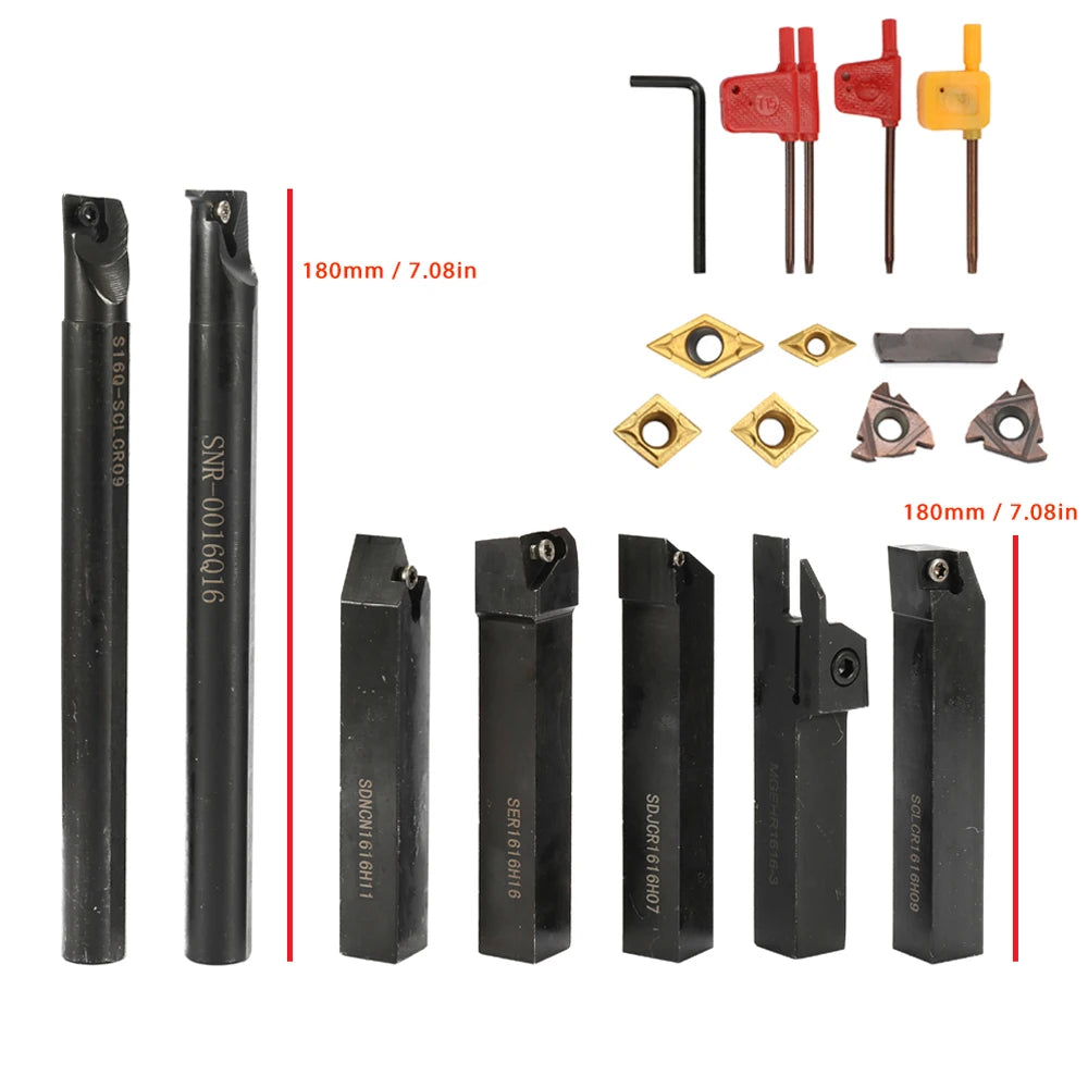 8mm 10mm 12mm 16mm Shank Lathe Turning Tool Holder Boring Bar Lathe Tool Lathe Cutter CNC Metal Turning Rod Holders and Inserts