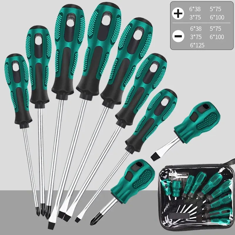 9Pcs Screwdriver Set With Magnetic Household Multifunctional Cross Straight Screwdriver Manual Screwdriver Set Maintenance Tool