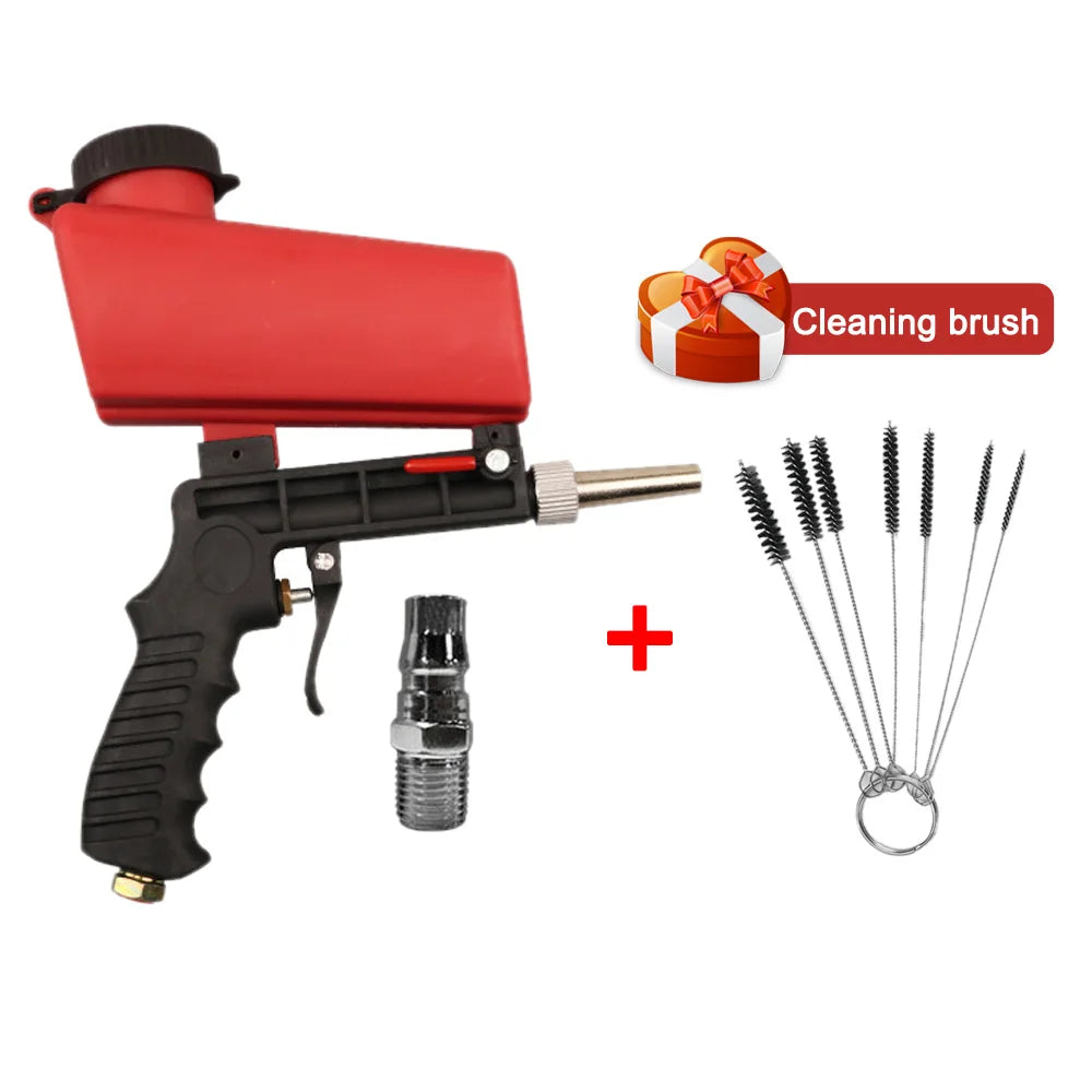 Adjustable Sandblasting Gun 90 Psi Portable Sand Blaster Paint Spray Machine Gravity Pneumatic Small Handheld Blasting Gun Set