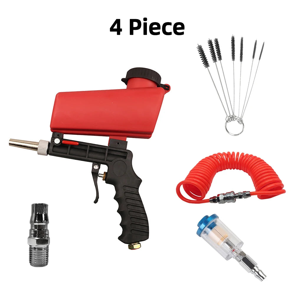 Adjustable Sandblasting Gun 90 Psi Portable Sand Blaster Paint Spray Machine Gravity Pneumatic Small Handheld Blasting Gun Set