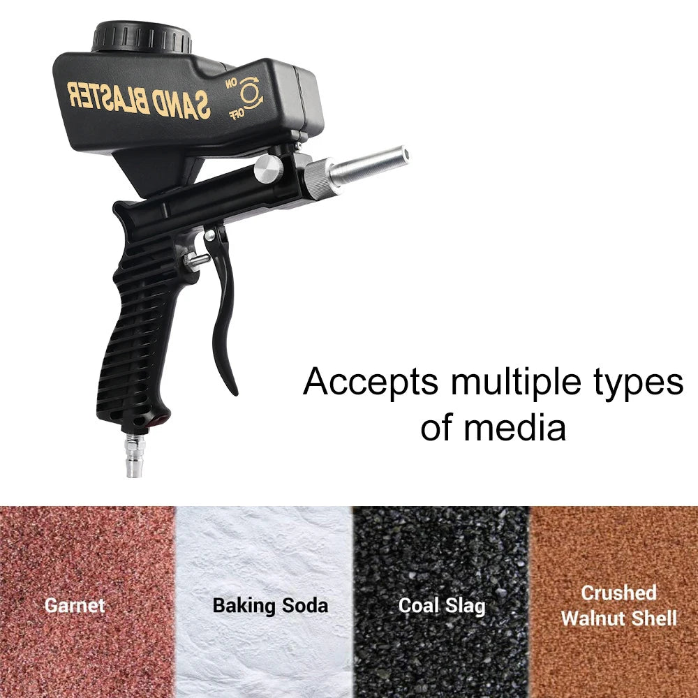 Adjustable Sandblasting Gun 90 Psi Portable Sand Blaster Paint Spray Machine Gravity Pneumatic Small Handheld Blasting Gun Set