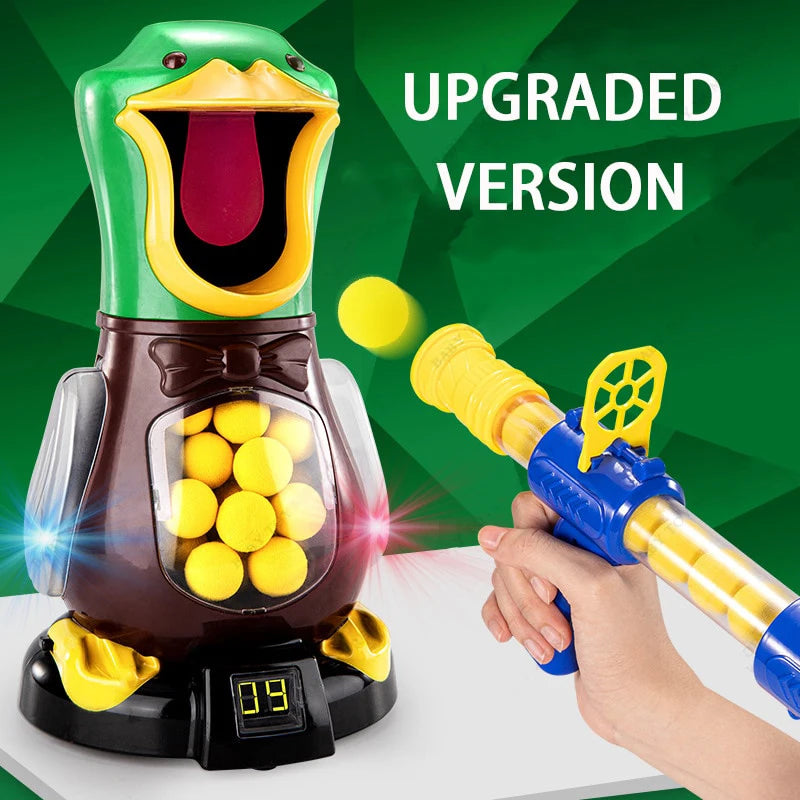 Air-powered Shooting Duck Toys Soft Bullet Battle Games Hungry Duck Foam Balls Electronic Target Practice Toys With Light Sound