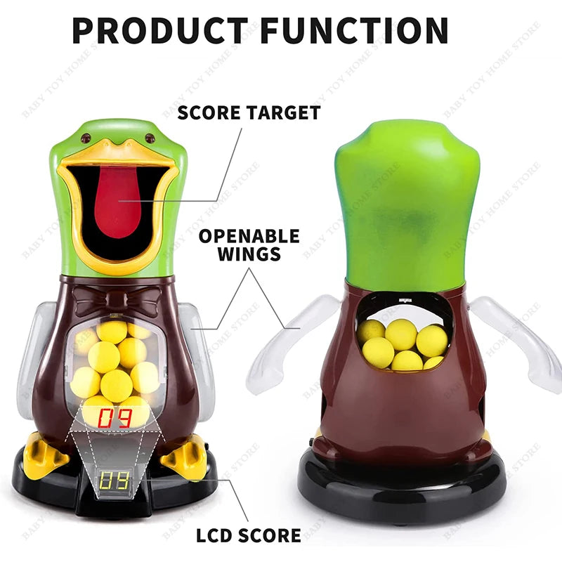 Air-powered Shooting Duck Toys Soft Bullet Battle Games Hungry Duck Foam Balls Electronic Target Practice Toys With Light Sound