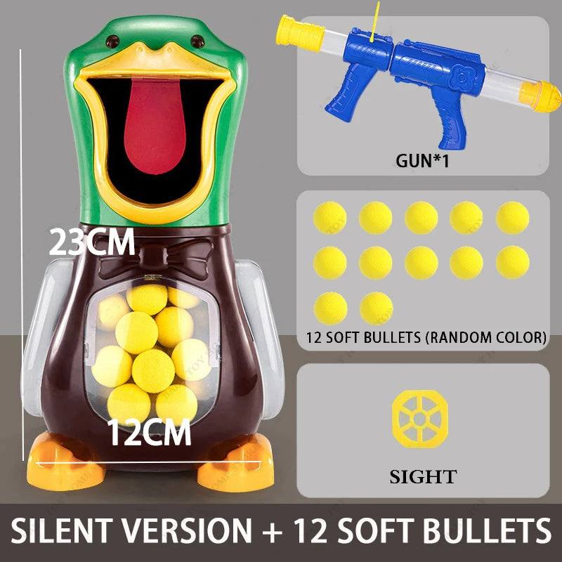 Air-powered Shooting Duck Toys Soft Bullet Battle Games Hungry Duck Foam Balls Electronic Target Practice Toys With Light Sound