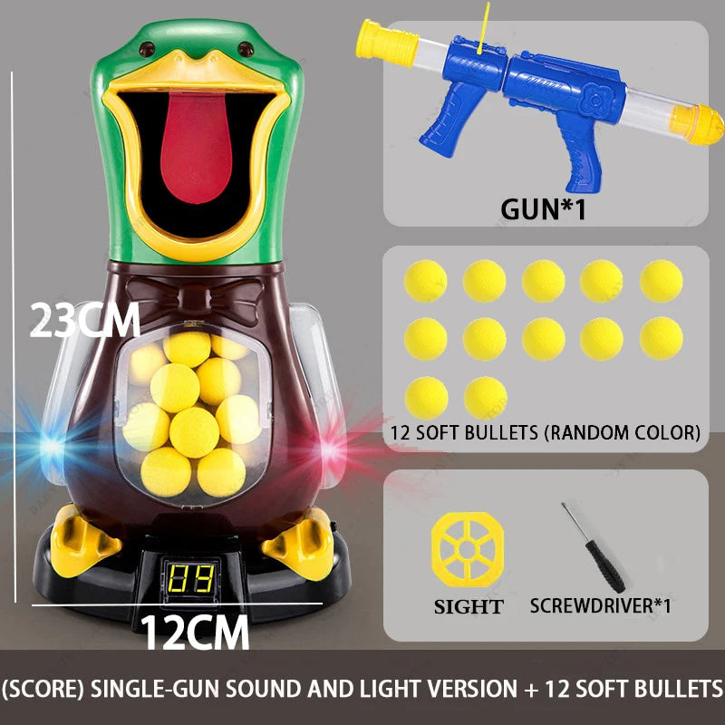 Air-powered Shooting Duck Toys Soft Bullet Battle Games Hungry Duck Foam Balls Electronic Target Practice Toys With Light Sound