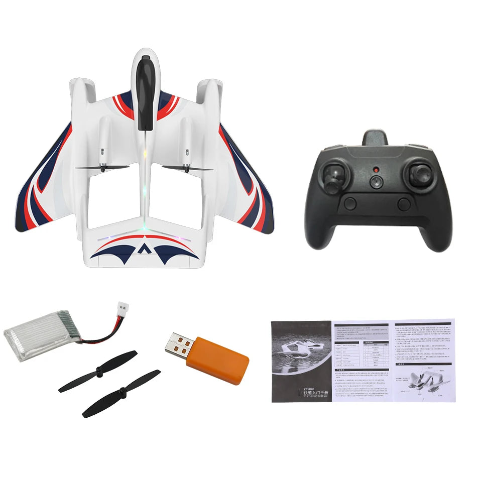 Amphibious Waterproof Gyro Stabilized EPP Foam Fixed-Wing Glider Aircraft RC Plane with LED Lights 2.4G Radio Control Airplane