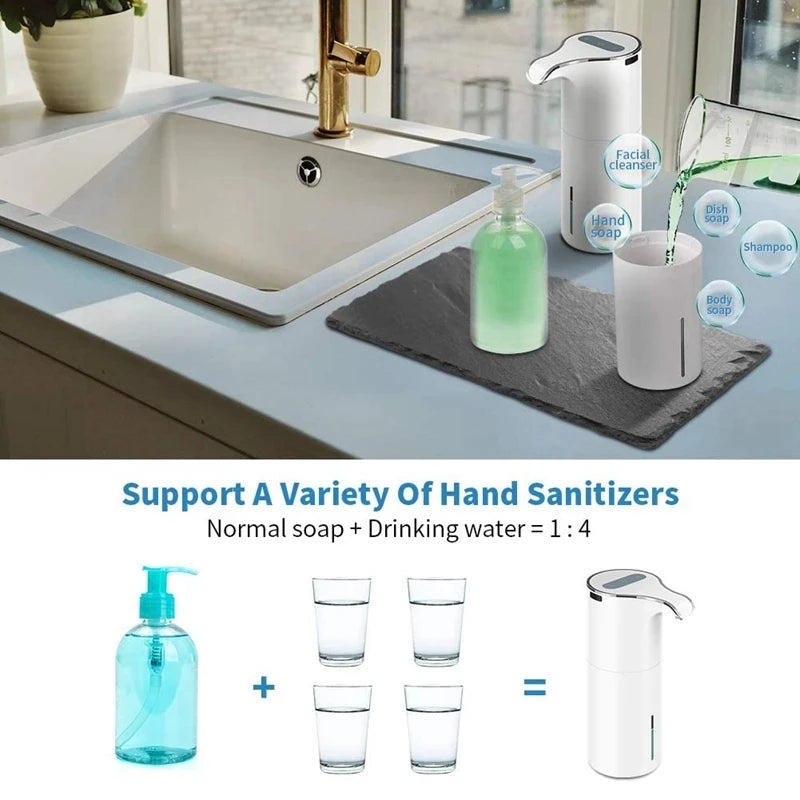 Automatic Foam Soap Dispenser 450ML USB Charging Infrared Induction Smart Liquid Soap Dispenser Kitchen Hand Washer Sanitizer