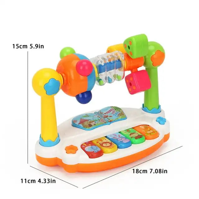 Baby Piano Toys Kids Rotating Music Piano Keyboard with Light Sound, Musical Toys for Toddlers, Early Educational Music Toy