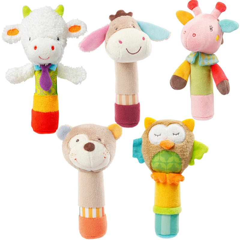 Baby Toys 0 12 Months Soft Cloth Rattle Ball Stuffed Baby Play Ball with Bell Cartoon Animals Interactive Toys Educational Toys